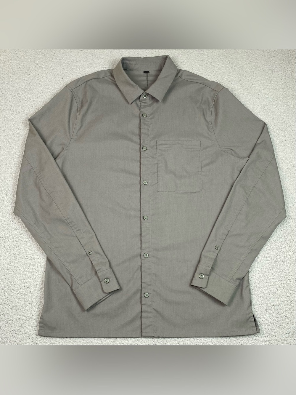 Lululemon Commission Shirt Men's Size XL (Estimated) Gray Long Sleeve Button Up